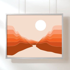 Red Rock Ravine desert posterAbstract Landscape Desert Landscape Red Rocks Mountain Print Retro Poster Abstract Giclee Print 70s Seventies