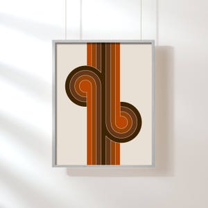 Cocoa Knots boho wall art Retro Poster Giclee Print, Pop Art, Abstract Art, Op Art, 70s Retro Art, Orange Stripes, Orange and Brown