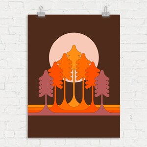 Super Worm Moon Retro Forest Print image 2