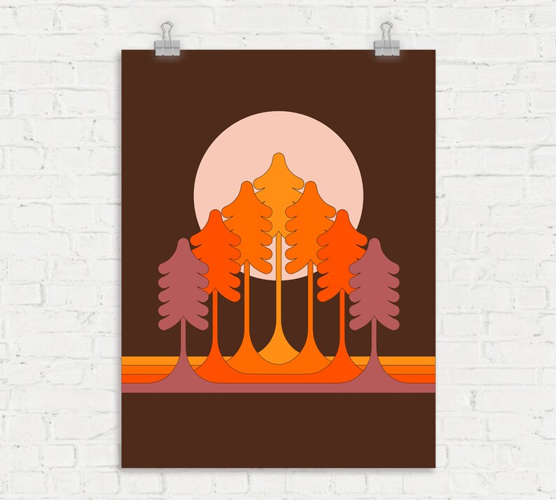 Super Worm Moon Retro Forest Print image 2