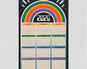 2026 Galaxy Rainbow Calendar Print