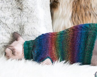 Striped cat sweater, striped cat clothes, wool cat clothes, wool sphynx clothes, wool sphynx sweater, soft cat sweater, soft sphynx sweater