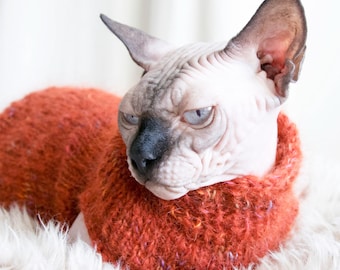 モヘアウール猫用セーター、暖かいモヘア猫用セーター、暖かくて軽量な猫服、スフィンクス猫用暖かいセーター、モヘアスフィンクス猫服