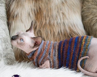 Striped cat sweater, striped cat clothes, soft cat clothes, soft cat sweater, soft sphynx sweater, soft sphynx clothes, sphynx sweater