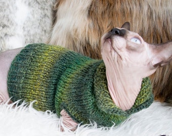 Soft cat sweater, soft cat clothes, soft sphynx sweater, soft sphynx clothes, green cat clothes, green cat sweater, green sphynx clothes