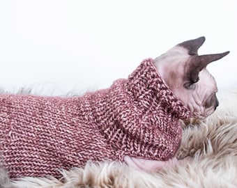 Soft Cotton Cat Clothes, Cotton Sphynx Sweater, Soft Brown Cat Clothes, Sensitive Skin Cat Clothes