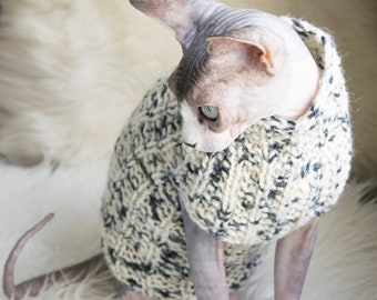 Chunky cat sweater, chunky wool sweater, chunky sphynx sweater, cat jacket, sphynx jacket, sphynx cat clothes, sphynx cat sweater, cat gift