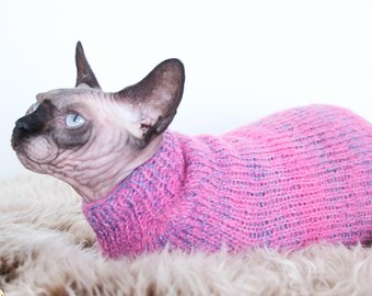 Mohair Silk Sphynx Sweater, Soft Cat Clothes, Colorful Cat Clothes, Warm Cat Sweater