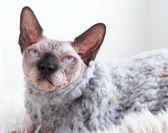 厚手の軽量猫用セーター、柔らかい猫用服、グレーの猫用セーター、柔らかいスフィンクス猫用服、柔らかい猫用服、スフィンクス猫用の柔らかい服