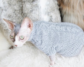 Soft cat sweater, soft sphynx sweater, soft sphynx clothes, soft cat clothes, grey cat clothes, warm cat sweater, sweater for sphynx