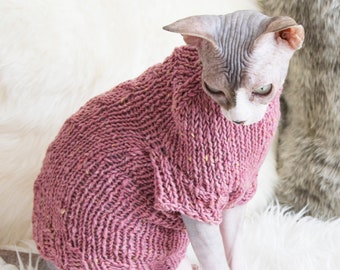 Wool cat sweater, pink cat sweater, wool sphynx clothes, wool cat clothes, sphynx sweater, warm cat sweater, sweater for sphynx, cat clothes