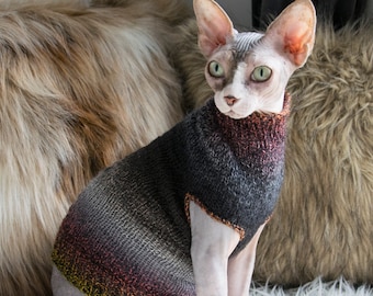 Striped cat clothes, gradient cat clothes, gradient cat sweater, striped cat sweater, wool cat sweater, wool sphynx sweater, sphynx sweater