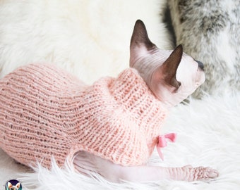 Pastel cat sweater, pastel cat clothes, pastel sphynx sweater, pastel sphynx clothes, peach cat clothes, peach sphynx shirt, cat lover gift