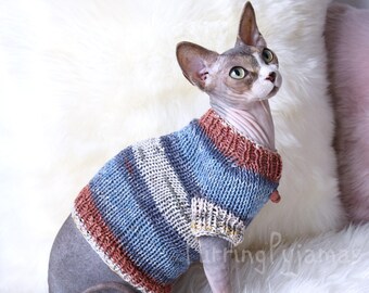 Cat clothes, sphynx clothes, clothes for sphynx, sphynx sweater, sweater for sphynx, cat sweater, striped sweater, pet clothes, sphynx cat