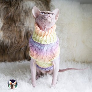 Turtleneck sweater, pastel cat sweater, pastel rainbow, sweater for cat, sphynx cat sweater, sweater for sphynx, cat sweater, sphynx clothes