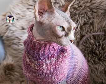 Alpaca cat sweater, alpaca cat clothes, pink sphynx sweater, pink cat sweater, soft cat clothes, soft cat sweater, soft sphynx sweater