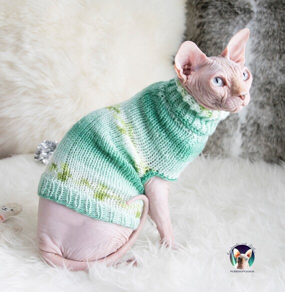 Green Cat Sweater Green Cat Clothes Green Sphynx Clothes 