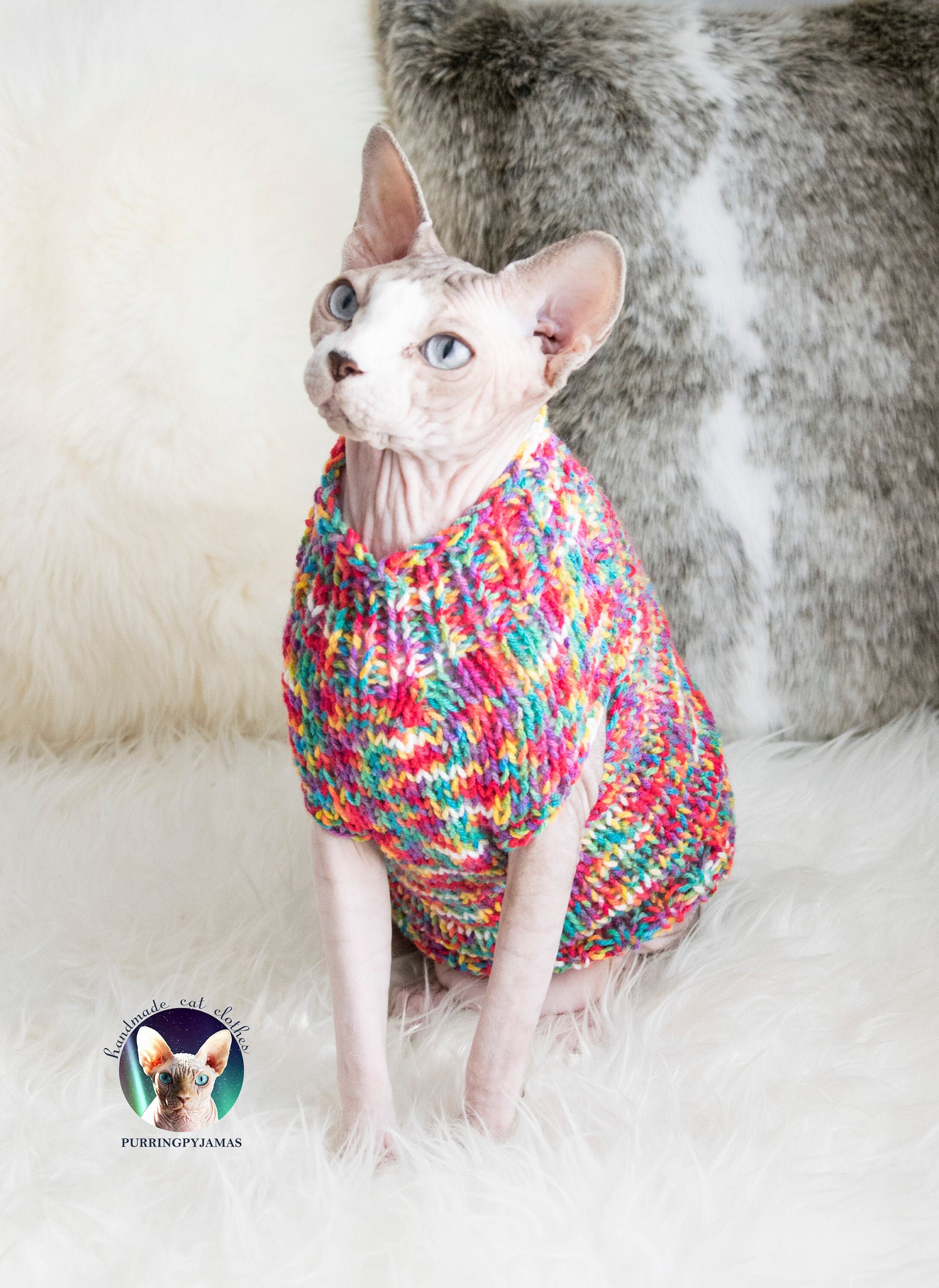Hairless cat rainbow sweater hotsell