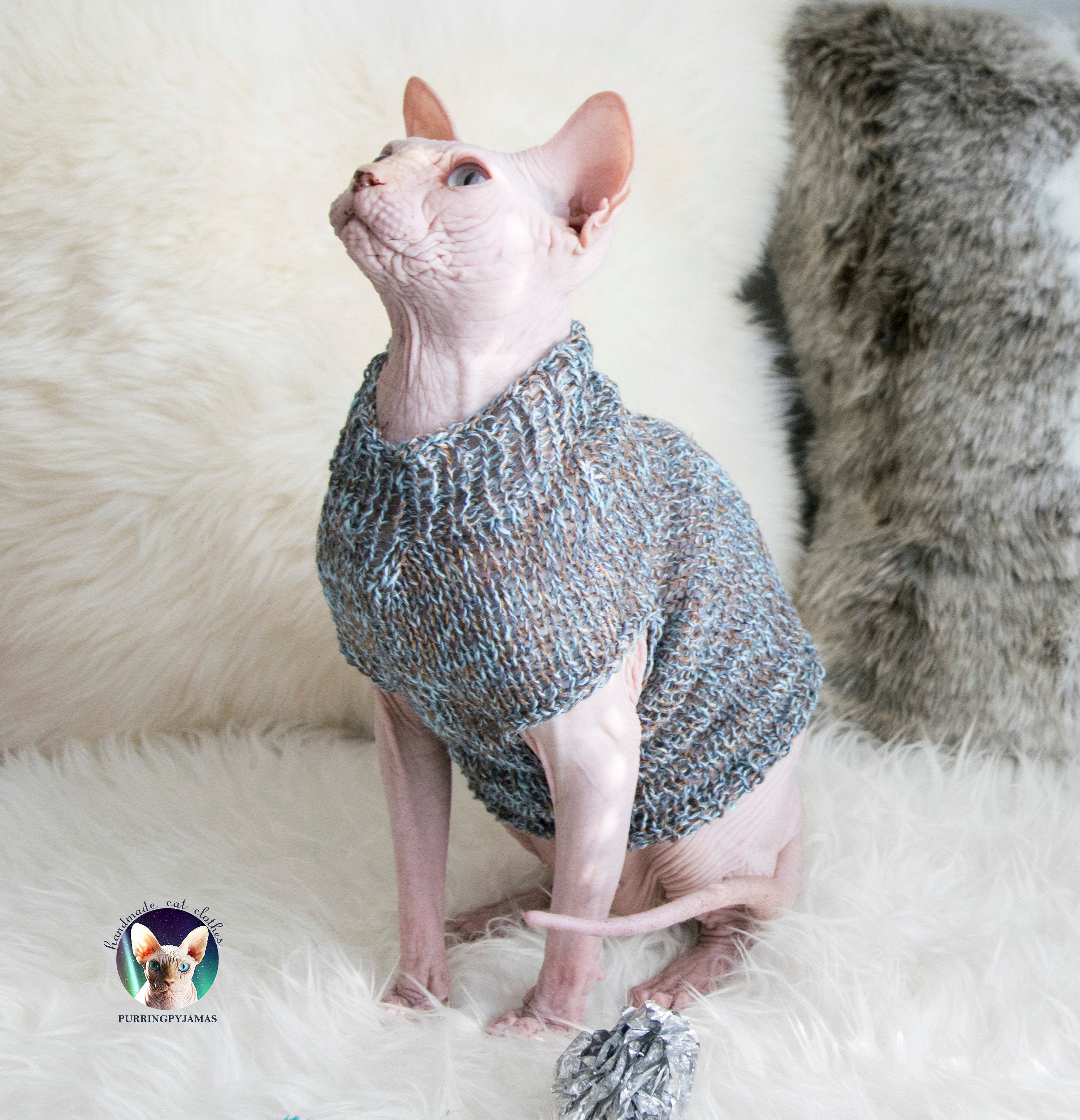 Sphynx Clothing | LV Jumper for Cat, Sphynx Cat Outfits, Blue, Grey, Pink