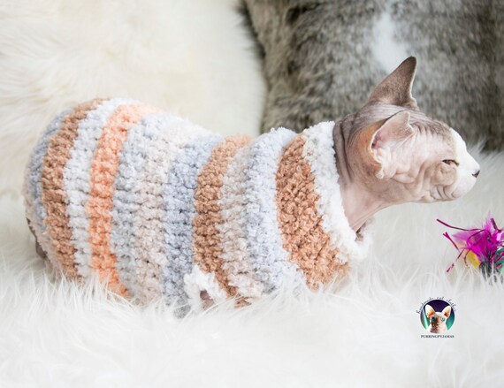 Soft Cat Sweater Striped Cat Sweater Soft Sphynx Sweater striped Sphynx Sweater Sweater for Sphynx Chunky Cat Sweater Chunky Sweater Etsy