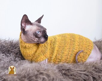 ベビーアルパカスフィンクスセーター、メリノウール猫服、暖かい猫用服、柔らかいスフィンクスセーター、暖かいスフィンクス服