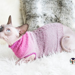 Pink cat sweater, pink sphynx sweater, pink cat clothes, pink sphynx clothes, wool sphynx clothes, wool sphynx sweater, soft cat sweater