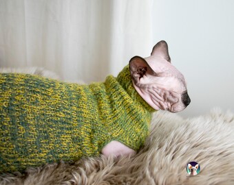 アイスランドウールの猫用セーター、暖かいモヘアの子猫用ジャンパー、天然繊維のペット服、冬用の防水猫用衣装