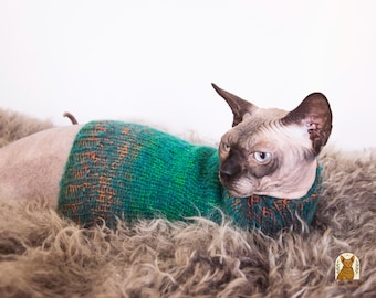 スフィンクス猫用セーター、モヘアシルクウールニット、柔らかい猫服、猫好きへのギフト
