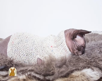 ノルウェーウール猫服、ノルディックスフィンクスセーター、ウール猫服、ツイード猫服、スフィンクス猫服