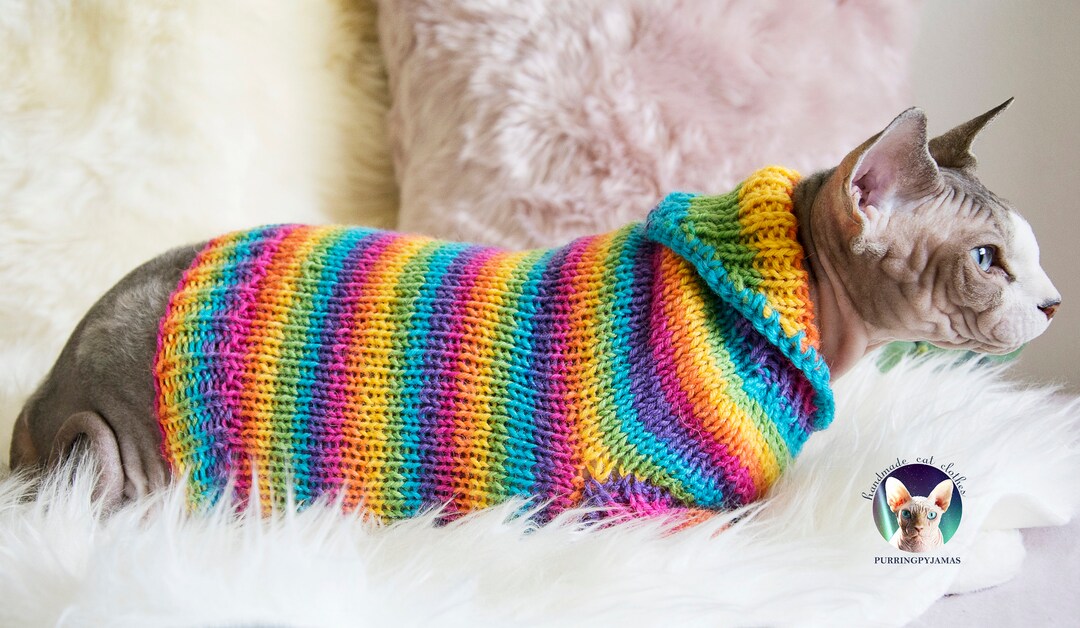 Rainbow Cat Sweater Rainbow Cat Shirt Rainbow Sphynx Rainbow Sphynx Shirt Rainbow Sphynx Clothes Rainbow Clothes Rainbow Pet Sweater Etsy UK