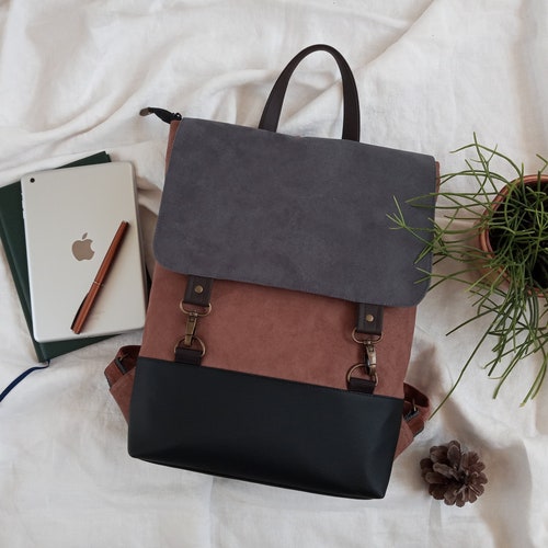 Zipper backpack,Vegan backpack, Vegan leather,  backpack, Backpack, Bags and Purses, city backpack,woman backpack