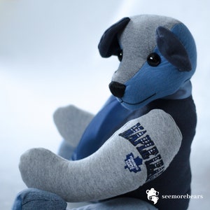 Remembrance bear made from clothing.  Three sizes available.  Keepsake teddy bear. Ships from Canada.