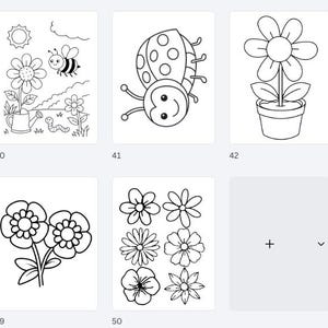 Puede incluir: Una colecci&oacute;n de ilustraciones en blanco y negro para colorear. Las im&aacute;genes incluyen una mariposa, huevos de Pascua, una abeja, una mariquita, una flor en maceta, una escena con un oso de peluche y m&aacute;s. Ideal para actividades infantiles.