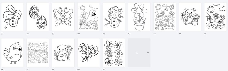 Puede incluir: Una colecci&oacute;n de ilustraciones en blanco y negro para colorear. Las im&aacute;genes incluyen una mariposa, huevos de Pascua, una abeja, una mariquita, una flor en maceta, una escena con un oso de peluche y m&aacute;s. Ideal para actividades infantiles.