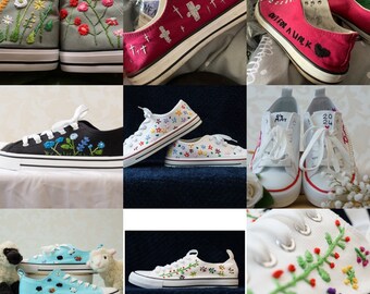 Custom converse design| personalised canvas shoes| gifts for her| embroidered converse