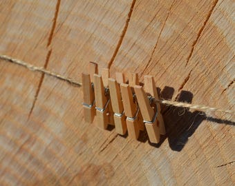 20x mini wooden pegs and twine, picture pegs, hanging pegs, wooden pegs, picture display, rustic picture display.