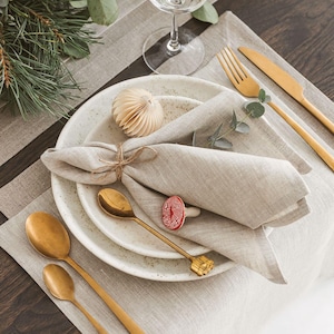 Light Grey Linen Napkins: Christmas, Holiday Wedding Dining Table, Birthday. Dinner, Cocktail Cloth Napkin for Thanksgiving, Farmhouse