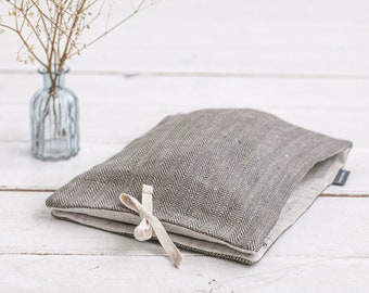 Grey travel bag for lingerie, clean and dirty laundry organizer. Linen beige zipper bag for men, women luggage. Bridal shower gift. 3 colors