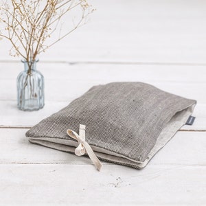 Graue Reisetasche für Dessous,Aufbewahrung für saubere und schmutzige Wäsche. Leinen beige Reißverschlusstasche für Männer, Frauen Gepäck. Geschenk für die Brautparty. 3 Farben