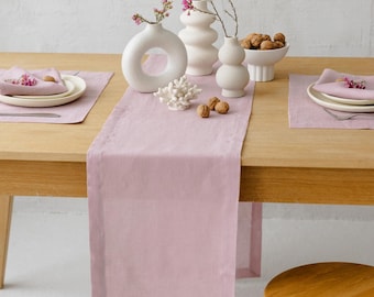 Pink table runner: Thanksgiving runner, farmhouse, Christmas runner. Wedding long, small linen table runner. Holiday hosting, new home gift