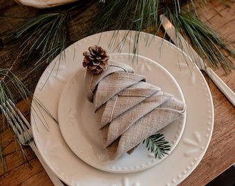 Natürliche Leinen Servietten für Urlaub, Weihnachtsesstisch. Stoffservietten für Hochzeit. 2er, 4er, 6er Servietten Set, verschiedene Farben