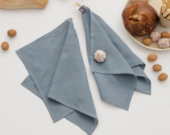 Blue kitchen towel: linen dish towels, fingertip towel, washcloth. Natural linen tea towel set, farmhouse tea towel. Quick absorbent towel