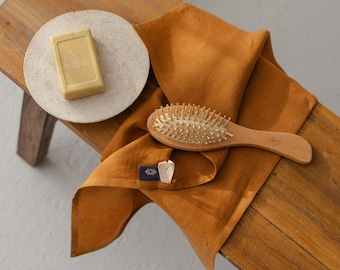 Cinnamon brown towels. Natural linen bath towel set: small bath towel, hand towels, fingertip towels, reusable face cloth, washcloths