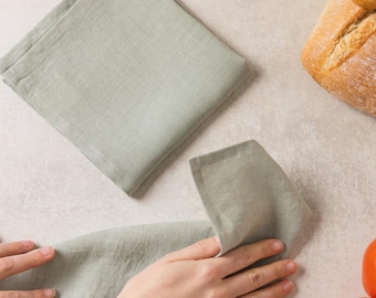 Mint green natural linen dishcloths: eco friendly towel, kitchen cloth. Organic cleaning washcloth, dish towel set. Quick absorbent, dry