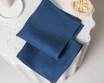 Teal blue linen cloth: face towel, wash cloths. Natural linen washcloth, face cloth set. Organic towels, eco friendly cloths. Set of 4