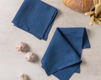 Teal blue natural linen dishcloths: kitchen dish cloths, wash cloths, cleaning cloth. Organic towel, dish towel set. Quick absorbent, dry
