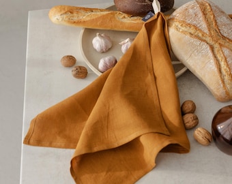 Cinnamon brown towel: linen tea towel set, fingertip towels, linen dishcloth. Natural linen kitchen towels, farmhouse dish towel, washcloths