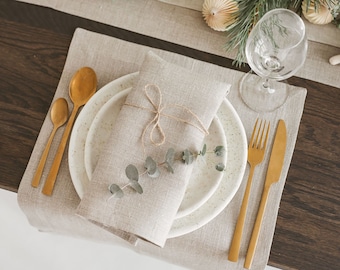 Natural Linen Napkins for Holiday, Christmas Dining Table. Cloth Napkins  for Wedding. Farmhouse Napkin Set of 2, 4, 6 Etc, Various Color 