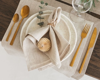 Light grey linen napkins for holiday, Christmas, Thanksgiving dining table. Natural linen cloth napkin set of 2, 4, 6 & more. Various color