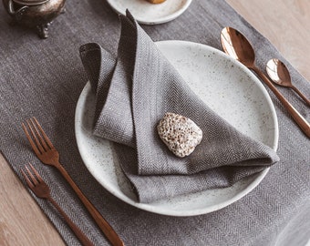 Modern Grey Linen Napkins for Wedding, Holiday, Christmas Dining Table. Natural Linen Cloth Napkin Set of 2, 4, 6 & more. Various Color